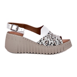 ARTIKER Ženske sandale izrađene od prirodne kože na klinu Artker 56C0958 White bijela