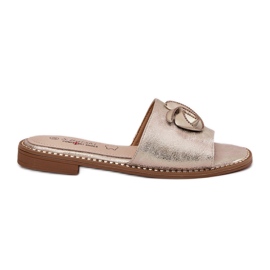 S.Barski Ženski jastuci s ravnim petom s ukrasnim KV51-007 ZLOTY Detal zlatni