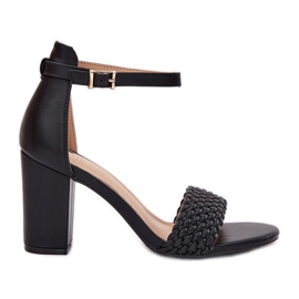 EVento Ženske sandale na postu s crnom pletenom trakom crna