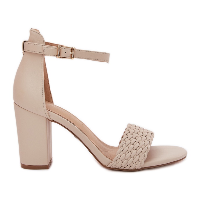 EVento Ženske sandale na postu s tkanim bež pojasom