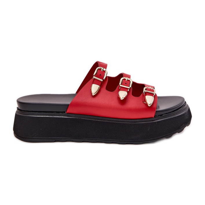 Ženski klip na platformi s crvenim prugama crvena