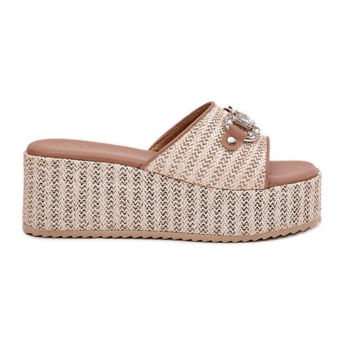 Ženski klinovi s klinom s pletenom i bež ukrasom