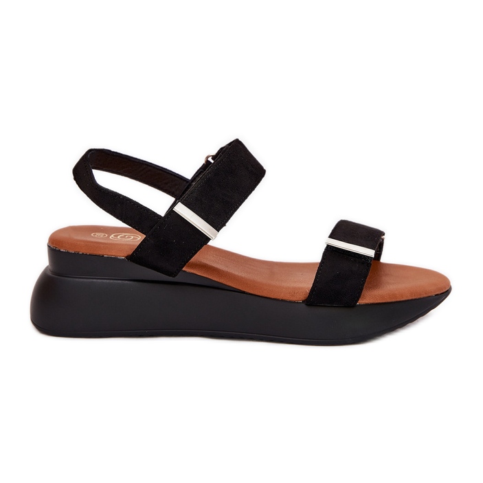 Ženske crne sandale na klinovima crno