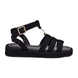 Ženske sandale na platformi sa zlatnim detaljima crnim crna