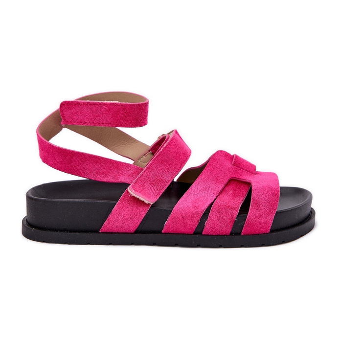 Eco Suede ženske sandale s čičak Fuchsia ružičasta