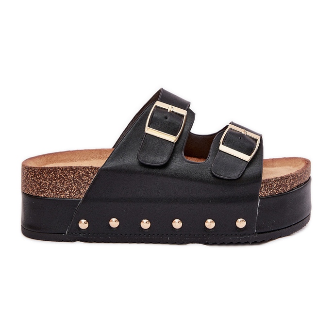 Ženski klip s kopčama na ogromnoj platformi crno