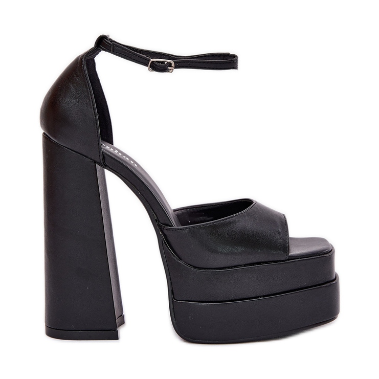 Ženske sandale na postu i platformu crne crno