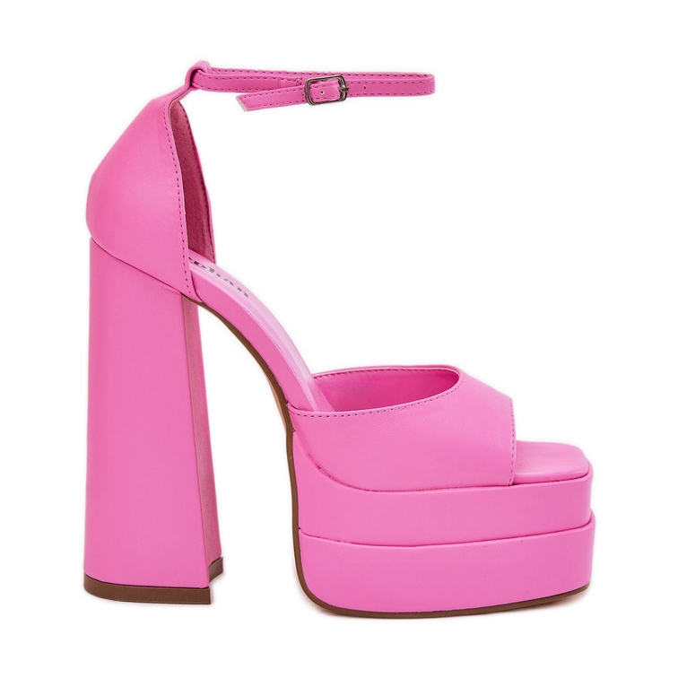 Ženske sandale na posta i ružičastoj platformi ružičasta