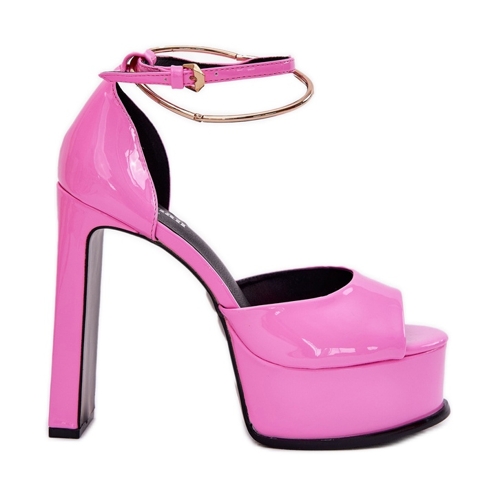 Oslikane ženske sandale na posta i platformi ružičaste ružičasta