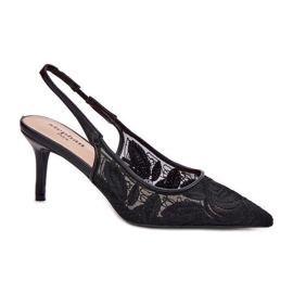 Sandale od čipke s otvorenom petom crnom crna