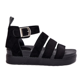 Ženske sandale na platformi s crnim prugama crna