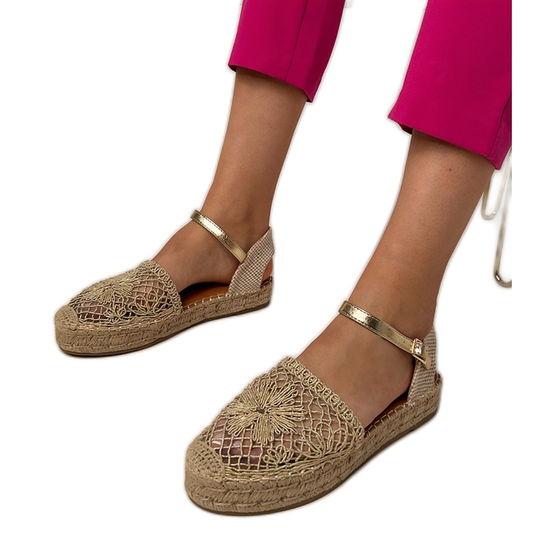 Openwork Espadrilles zlatne sandale zlatna