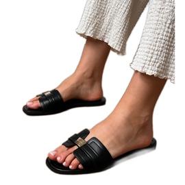 Crne ženske papuče s ukrasom na pojasu crna