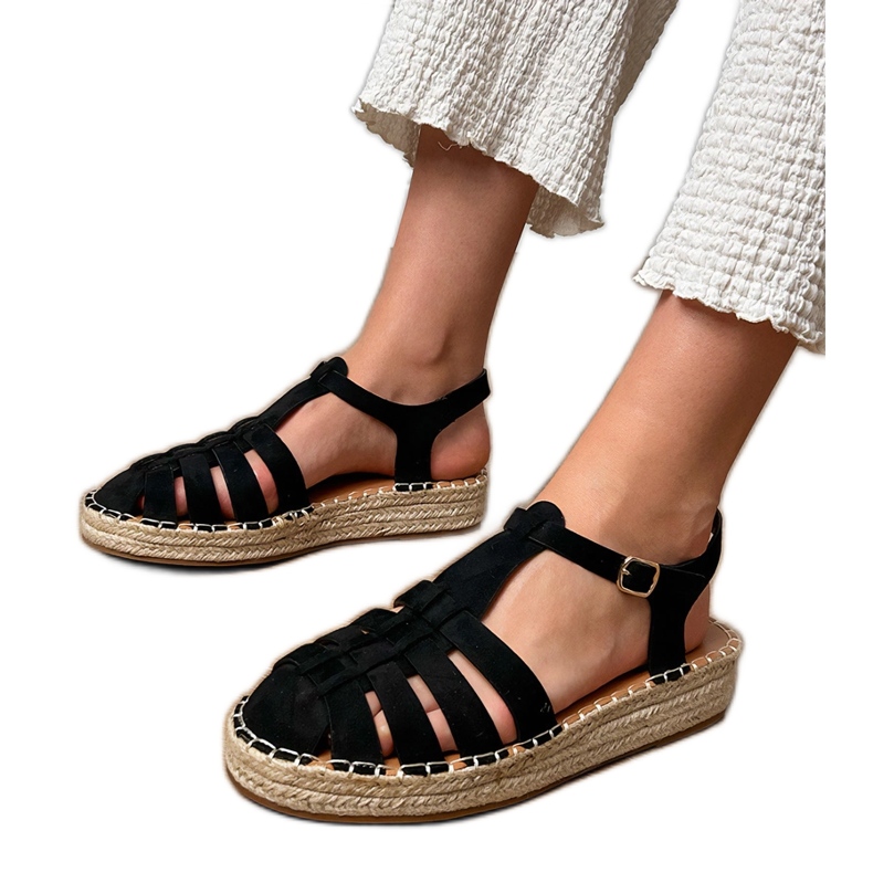 Crne sandale Espadrilles Gladijator iz Ekozamszua crno