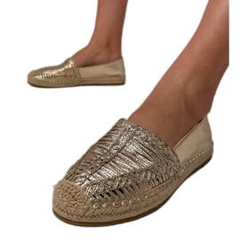 Openwork Espadrilles na platformi zlatni