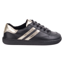 Tenisice bosonoge ženske kaia olivier - crne kožne cipele crna