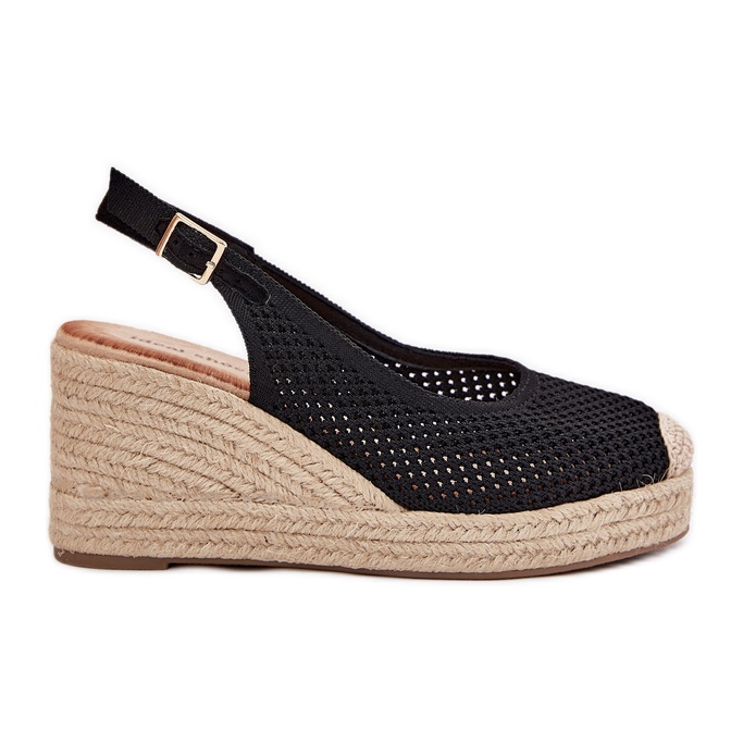 Ženske sandale za klin s crnom pletenicom