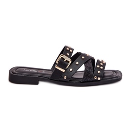 Ukrašeni ženski ravni -ženski kapljice s prugama s prugama i crnom stezaljkom crna