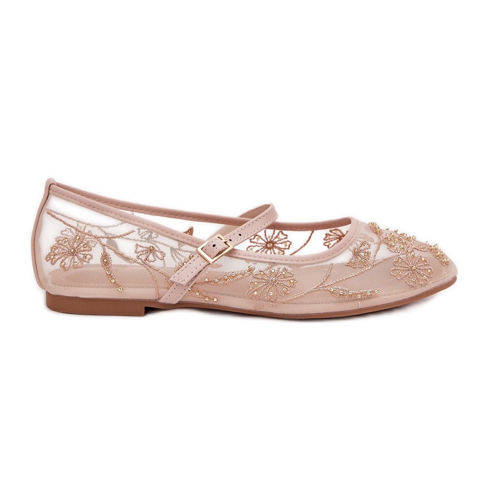 Mesh balerine s vezom i bež ukrasom