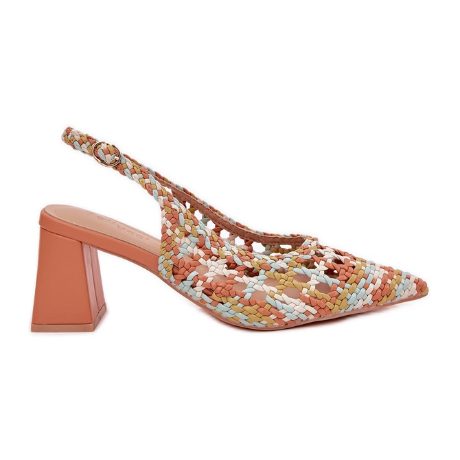 Sandale s pletenicom na višebojnom postu žuta boja