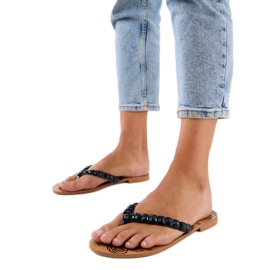 Crni flip -flops flip -flops ukrašen šljunkom crna