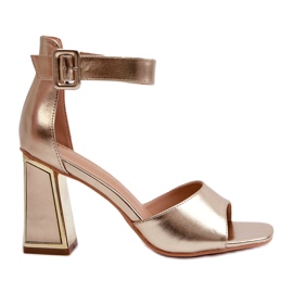 Evento Elegantne ženske sandale na visoku petu zlatne boje zlatni