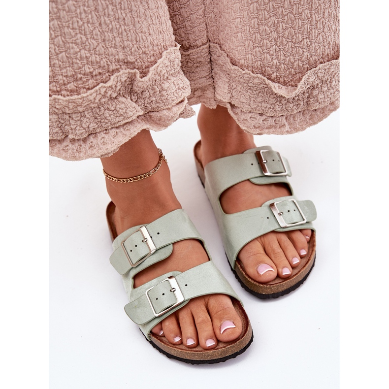 Ženski prelepozi na Cork platformi metvice stezaljke zelena