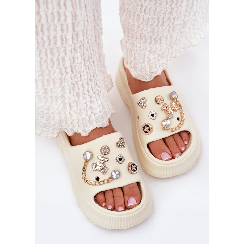 Ženske pjenasti jakne sa zlatnim igle laganim prosjakom bež