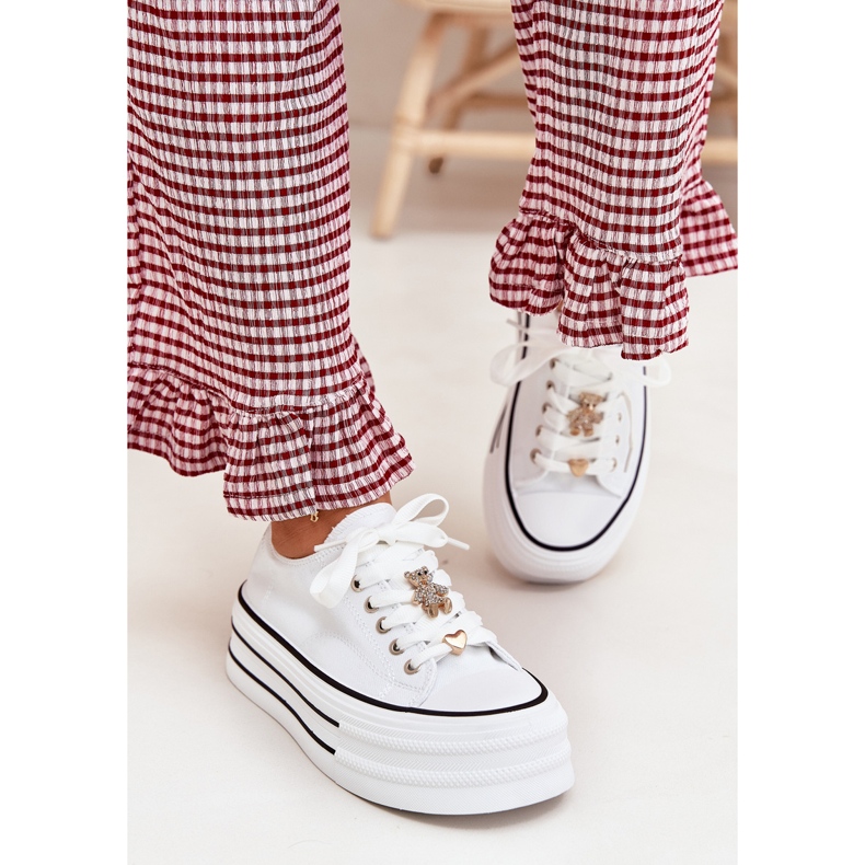 Ženske tenisice na platformi sa zlatnim igle bijelim bijela