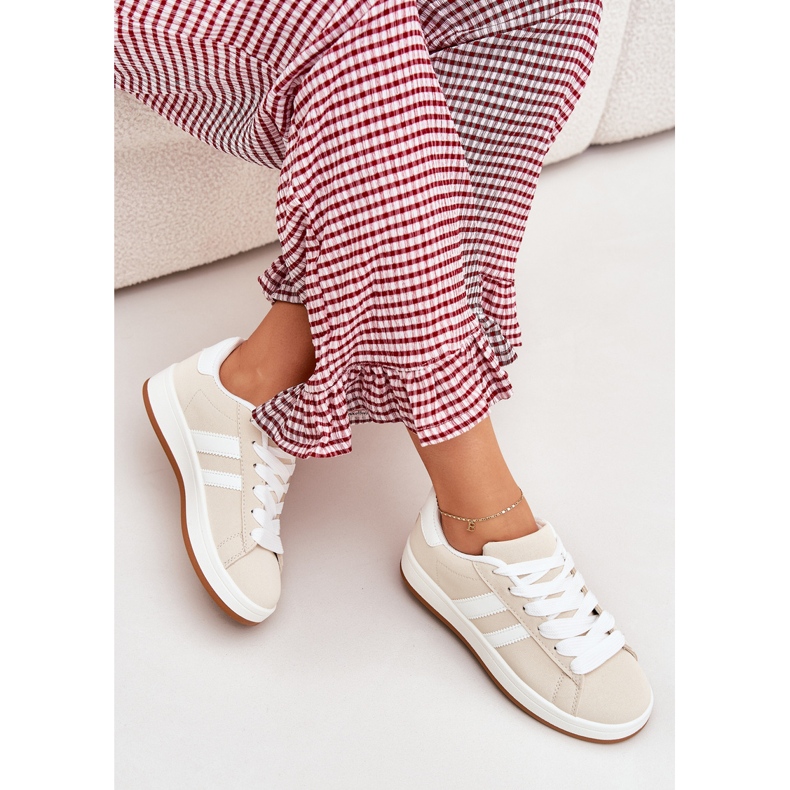 Ženske tenisice sportske cipele s eko kožom bež