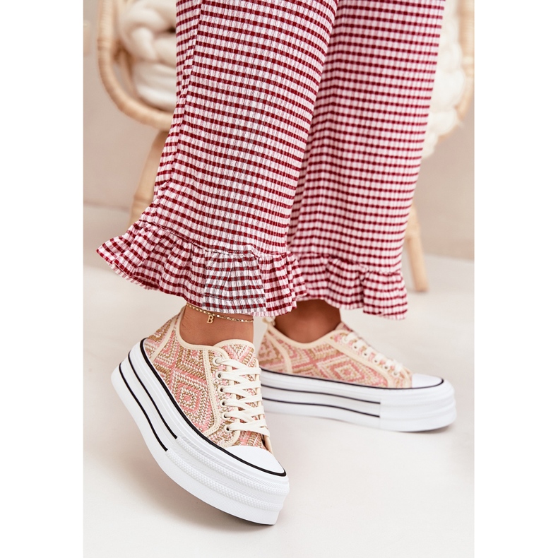 Niske ženske tenisice na platformi ružičaste ružičasta