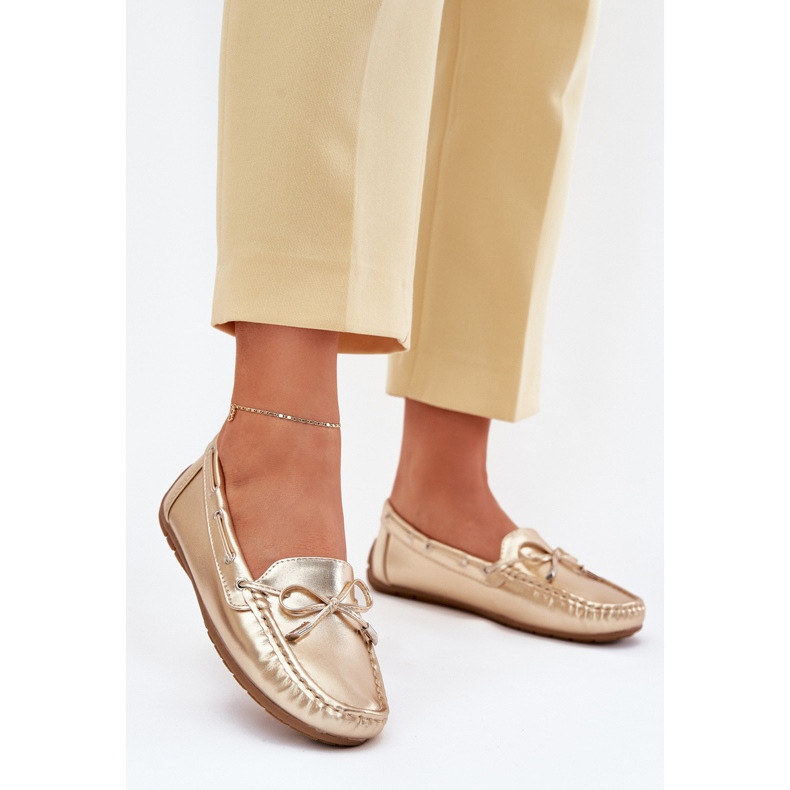 Ženske eko kože Zlatni natikači s lukom zlatna
