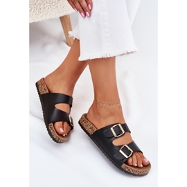 EVento Ženski klip s eko kožnim kopčama crno crna