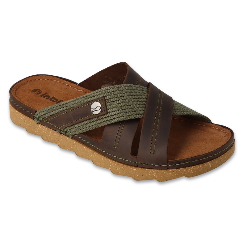 Inblu muške papuče 158M023 smeđe i zelene smeđa