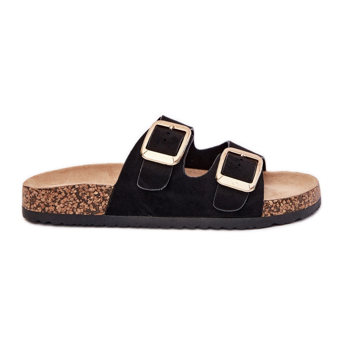 Ženski proleti s ekološkim zlatnim kopčama Eco suede Crne kopče crno