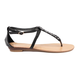 Ravne crne crne sandale crna