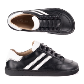 Tenisice bosonoge žene Olivier Crne kožne cipele s bijelom crna