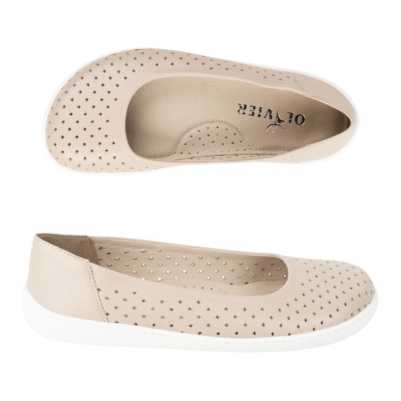 Olivier Bosonogi ženski minimalistički balerini skliznuli su 1771Pol Openwork Bež