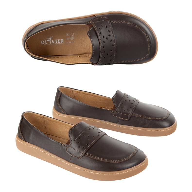 Olivier Ženski bosonogi Inga Loafers sa širokim prednjim poljskim tamno smeđim smeđa