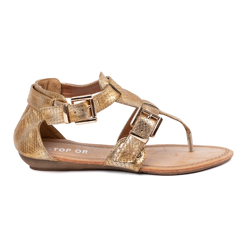 Zlatne sandale u stilu japana s kopčama zlatna