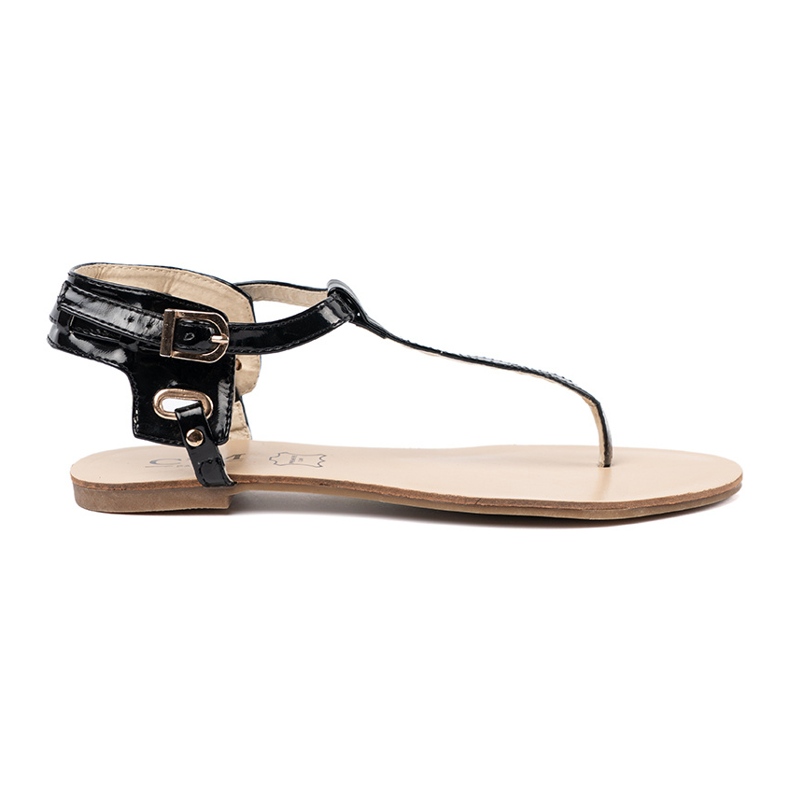 Crne ravne sandale u stilu japanskog crno