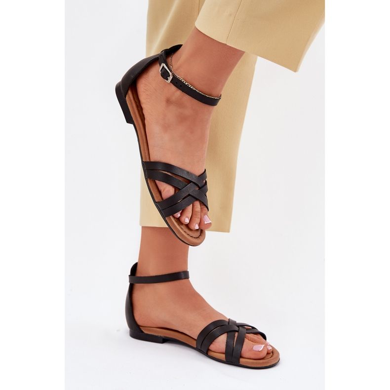 Maciejka 07029-01 Kožne sandale crno