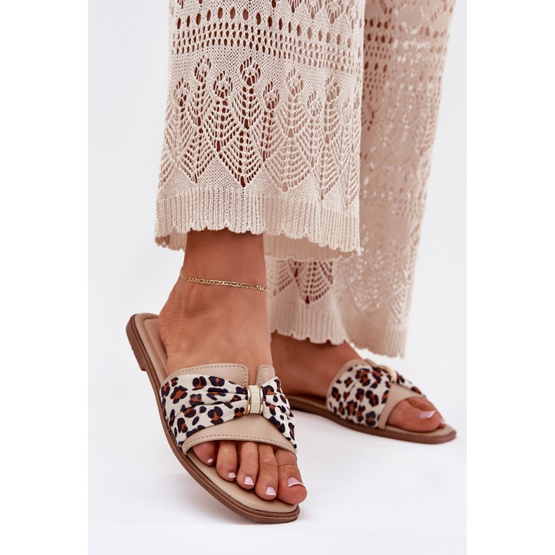 Ravni -oled ženski flip jarud s lukom bež