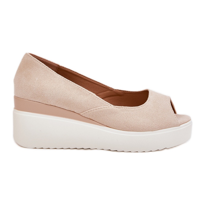 Ženske sandale za klin s Eco Suede Light bež