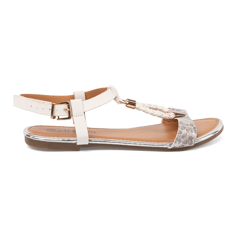 Bijele i srebrne sandale sa zlatnim ukrasima raznobojna