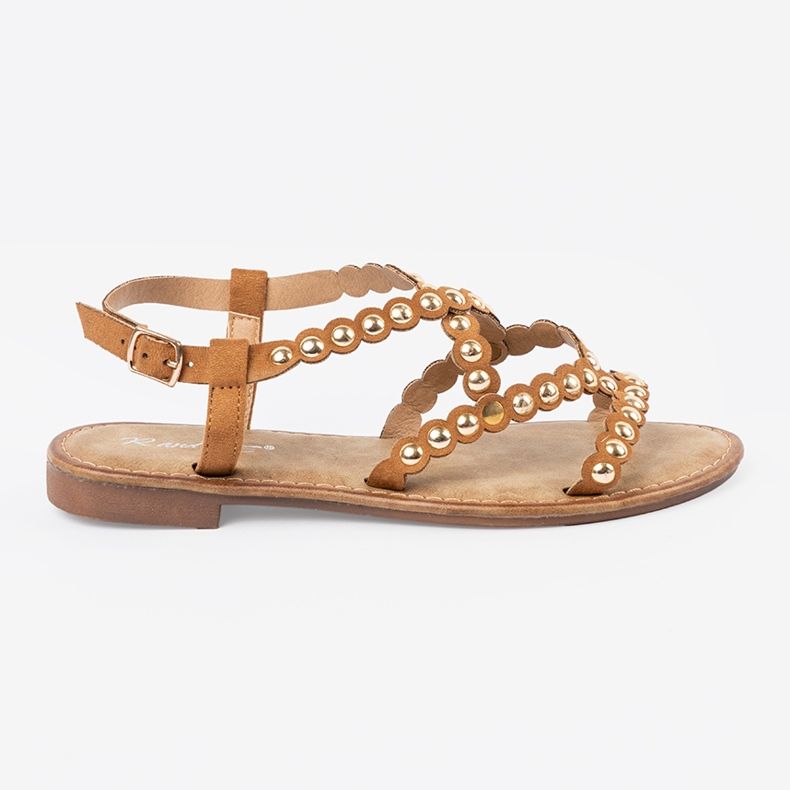 Karamele ravne sandale s klinovima bež