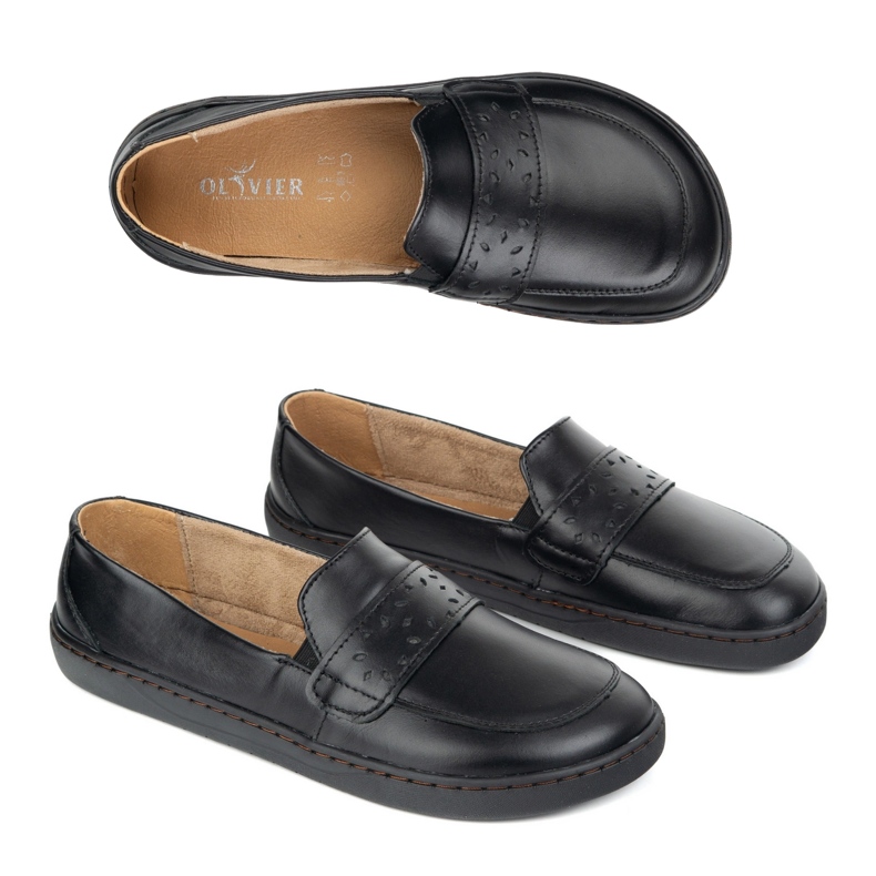 Olivier Bosonogi inga ženske loafers sa širokim prednjim poljskim crnim crno