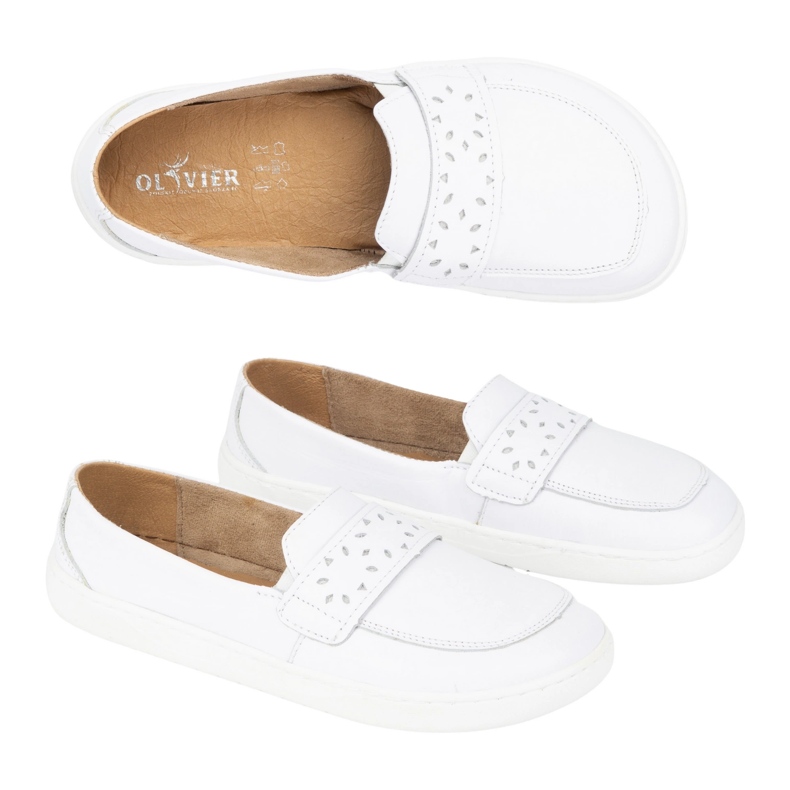 Olivier Ženske bosonoge Inga Loafers sa širokim prednjim poljskim bijelim bijelim bojama bijela