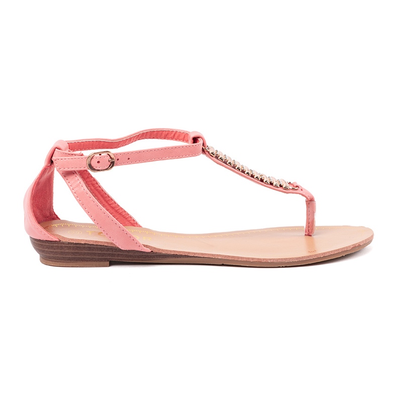 Shelvt Ružičaste sandale sa zlatnim ukrasima ružičasta