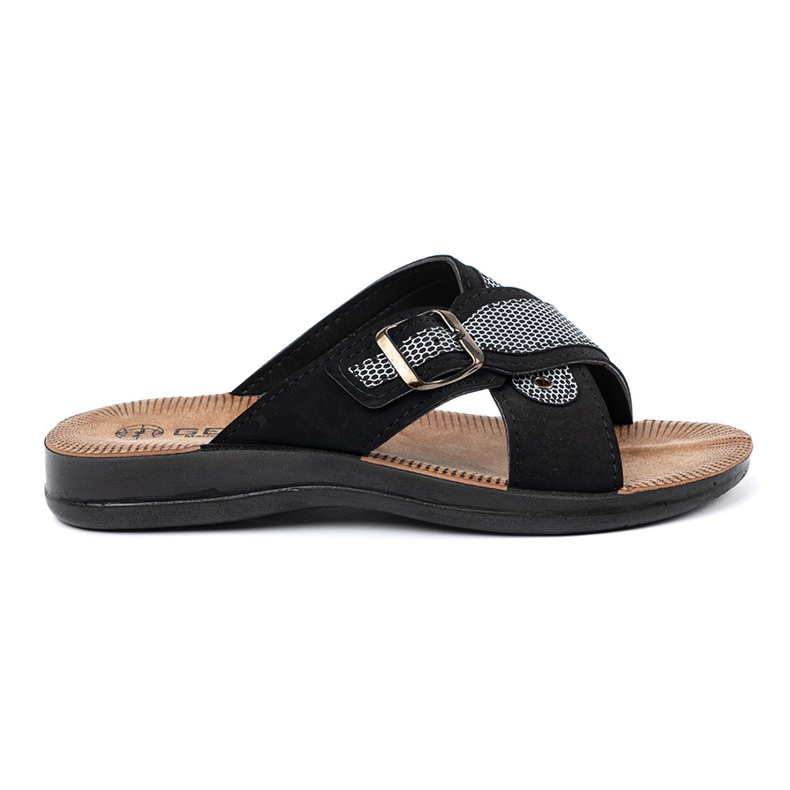 Shelvt Crne muške papuče s kopčama crno